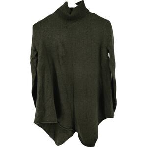 Magaschoni 100% Cashmere Turtleneck Sweater Handkerchief Relaxed Knit Green S